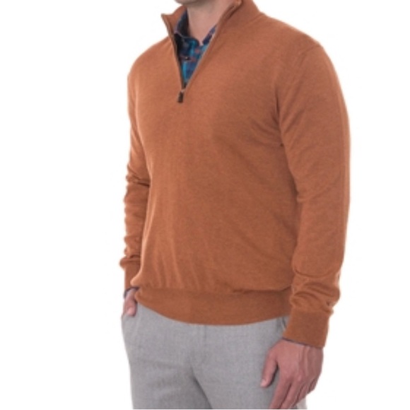 Robert Talbott Ember COOPER-MERINO 1/4 ZIP Mock Neck Sweater Made in Italy M